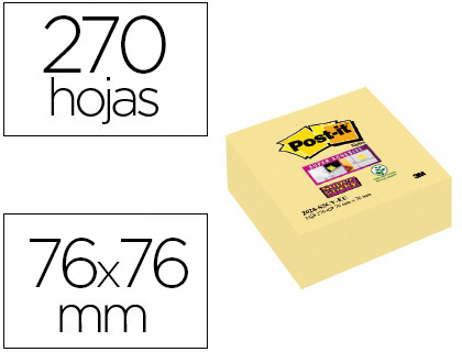 270 notas adhesivas Post-it Super Sticky 76x76mm. amarillo